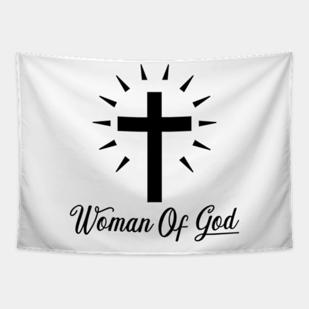 Woman Of God - Roman Catholic Cross - Black - Christian Series 13B Tapestry by FOGSJ