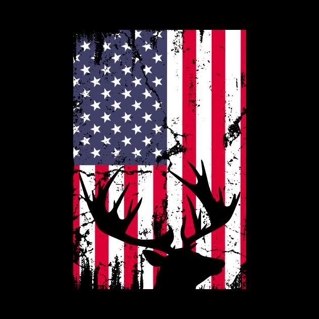 Hunting Hunters Deer USA US American Flag by ChrifBouglas