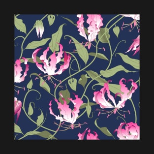 Gloriosa - pink on dark blue T-Shirt