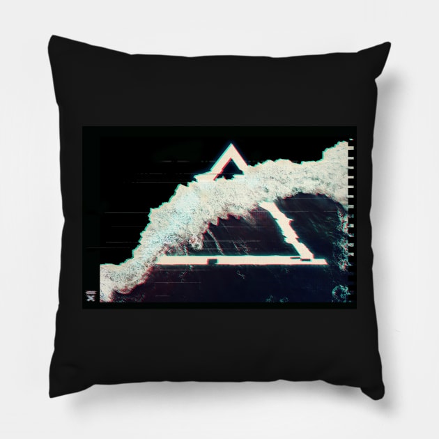 Glitch Art Shorebreak eats hipsters Pillow by Quentin1984