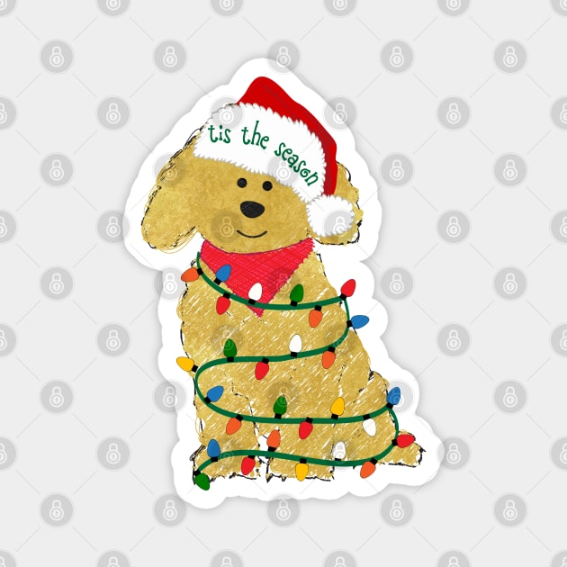 Goldendoodle  Decorated with Christmas Lights Magnet by EMR_Designs