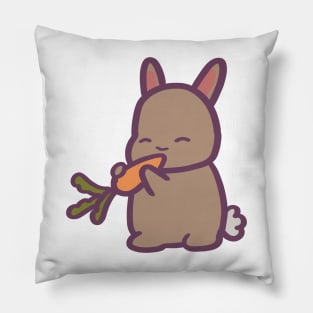 Cute Bunny Rabbit Eating a Carrot Pillow