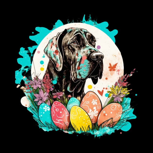 Great Dane Easter Egg Spring Splatter Painting Dog Lover Art by joannejgg