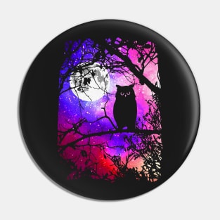 Owl Moon with Night Sky Stars Pin