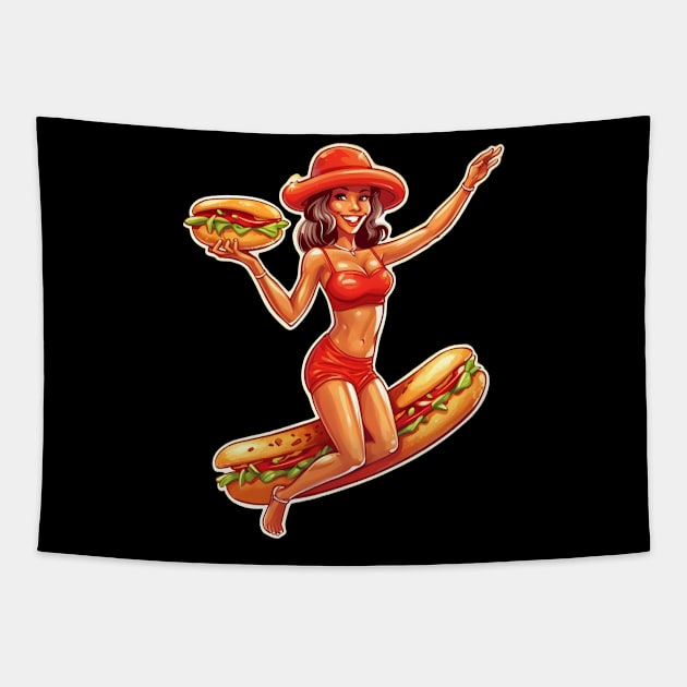 Hot Dog Girl Summer Tapestry by Acid_rain