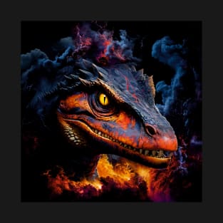 A fearsome dragon bursting from smoke and flames T-Shirt