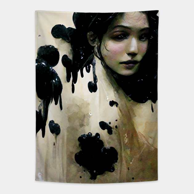 Oozing Gooey Sepia Mary Tapestry by Bespired