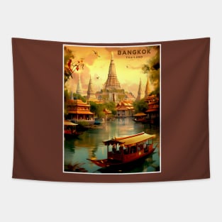 Bangkok Thailand Wat Arun Temple Travel and Tourism advertising Print Tapestry