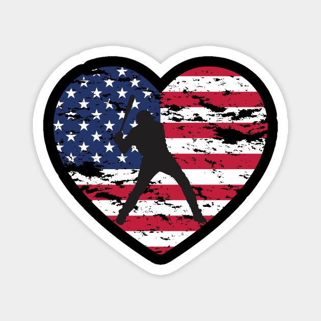 American flag Baseball team Heartshaped Magnet by Novelty-art