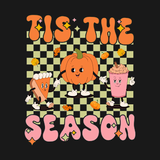 Boho Groovy Tis The Season Cute Pumpkin Spice Fall Halloween T-Shirt