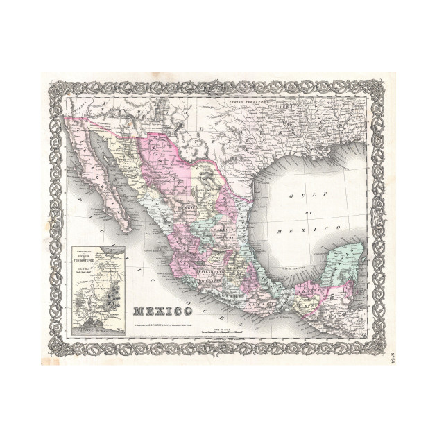vintage map of mexico 1855 mexico map t shirt teepublic