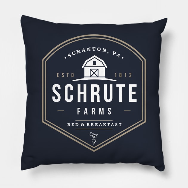 Schrute Farms - Bed & Breakfast - modern vintage logo Pillow by BodinStreet