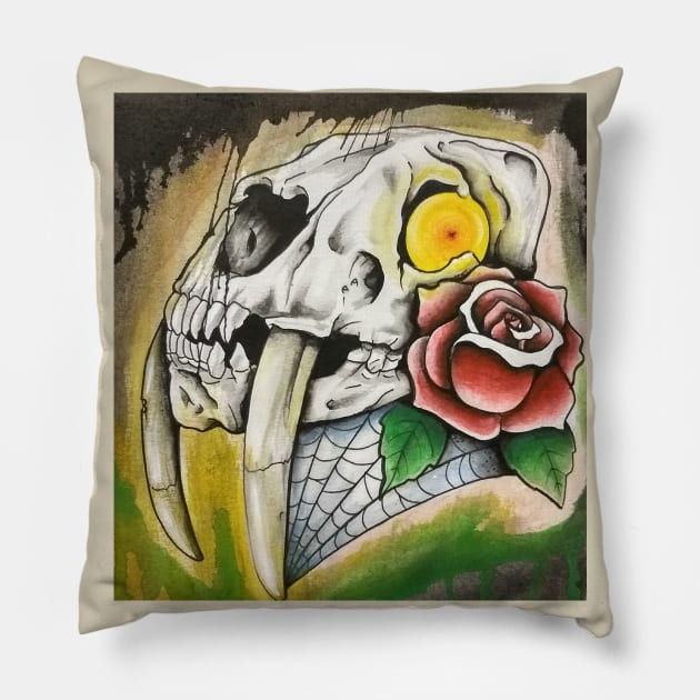 Sabertooth Skull Pillow by Toby Sasquatch