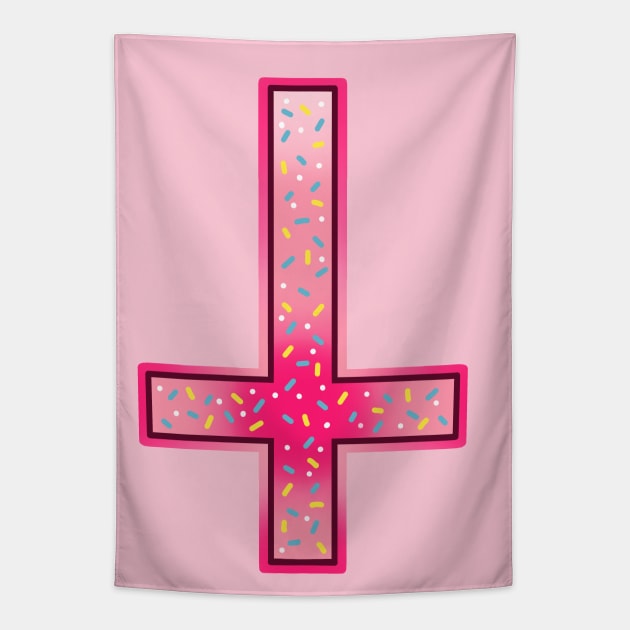 cute pink inverted cross Tapestry by weilertsen