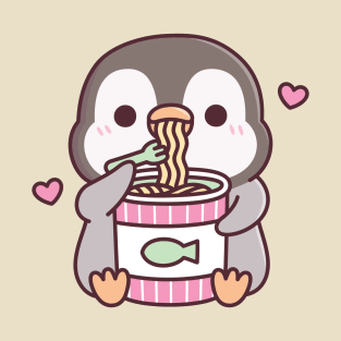 Cute Penguin Loves Instant Noodles T-Shirt