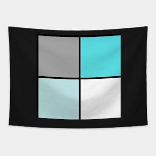 TWO TONE TEAL LIGHT BLUE AQUA SQUARE GRAY BLOCK BLACK LINE RETRO GEOMETRIC SEAMLESS PATTERN FOR SUMMER Tapestry