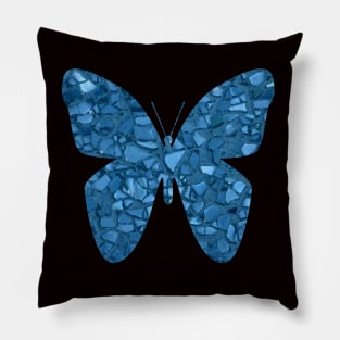 Blue butterfly. The effect of broken glass, mosaic. Pillow