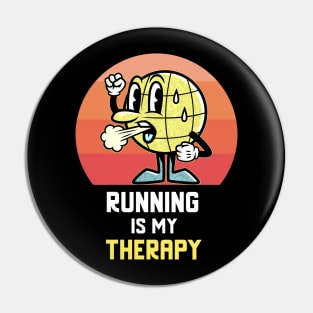 Running Is My Therapy Vintage Retro Motivational Pin