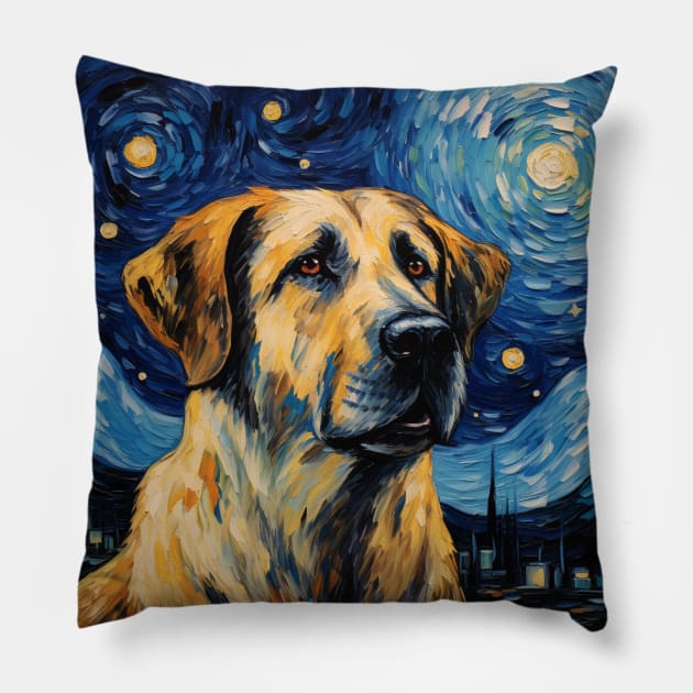 Anatolian Shepherd Dog Starry Night Pillow by NatashaCuteShop