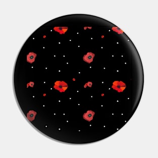 Poppies and little flowers on black background Pin