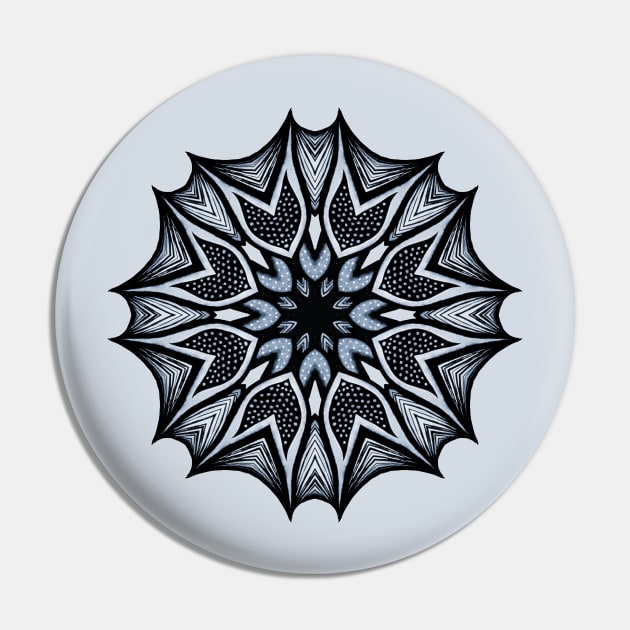 Abstract Flower Mandala With Sharp Petals Decorative Art Pin by Boriana Giormova