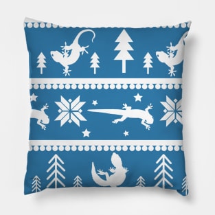 Gecko Fair Isle Pattern (Blue) Pillow