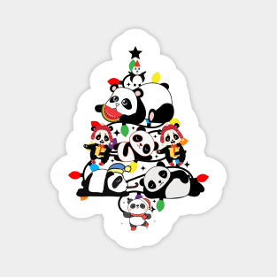 Christmas  Lighting Tree With Funny Pandas Magnet