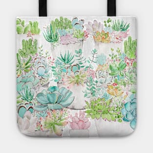 botanical succulent and cactus garden watercolor Tote