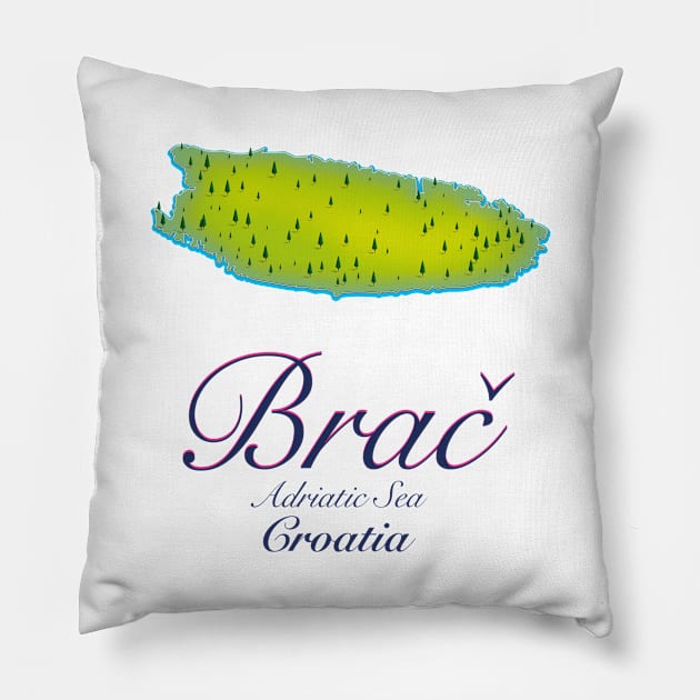 Brač Croatia Pillow by nickemporium1