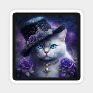 Magician White British Shorthair Cat Magnet