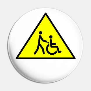 Wheelchair with helper symbol Pin