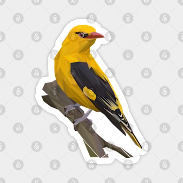 Eurasian Golden Oriole Lowpoly Art Magnet by faagrafica