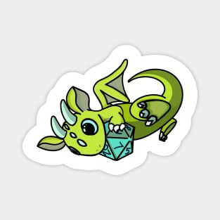 Flying Cute Green and Blue Dice Goblin Dragon Baby Magnet