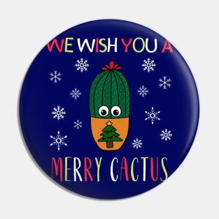 We Wish You A Merry Cactus - Cactus In Christmas Tree Pot Pin