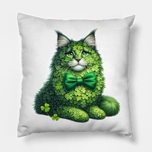 Clover Maine Coon Cat St Patricks Day Pillow