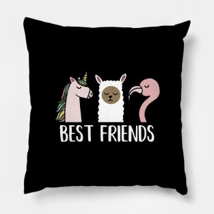 Best Friends Unicorn, Llama, Flamingo Pillow