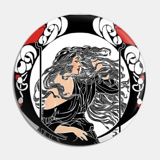 Art Deco Lady (on black) Pin