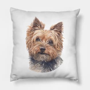 Beautiful Yorkshire Terrier Watercolor Art Pillow