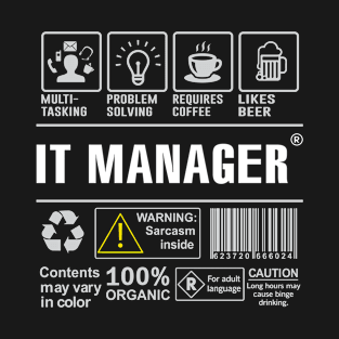 It Manager Shirt Warning: Multi tasking and problems solving T-Shirt