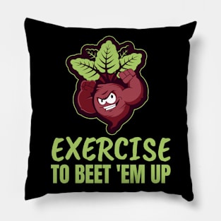 Funny Exercising Beetroot, Food pun! Pillow