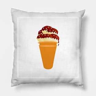 Ice cream cone with chocolate topped vanilla ice cream Pillow