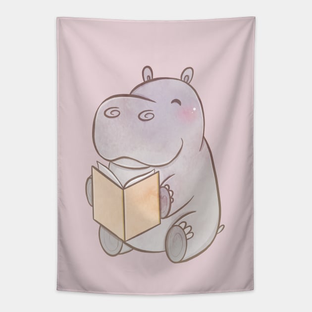 HIPPO READS Tapestry by Catarinabookdesigns