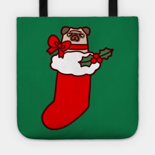 Christmas Stocking Pug Tote