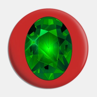 Green Oval Shape Gemstone Pin