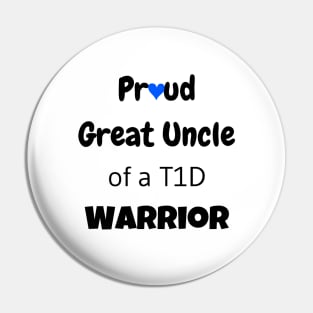 Proud Great Uncle Black Text Blue Heart Pin