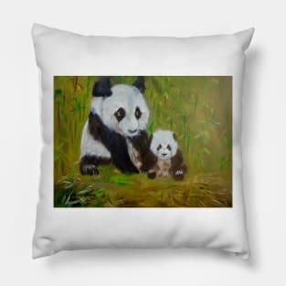 Mama and Baby Panda Pillow