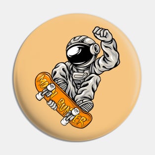 Moon Runner Skateboarding Astronaut Cartoon Pin