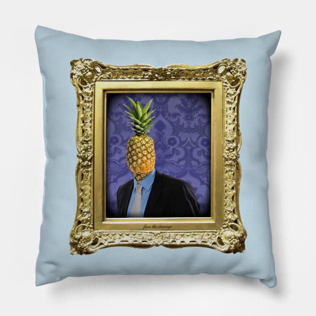 Pineapple Man in Vintage Frame Pillow by FaceTheStrange