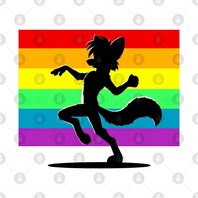 Rainbow LGBTQ Furry Pride Dancing Fox Fursona by Blue Bull Bazaar