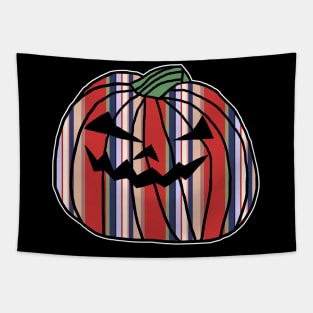 Red Blue Stripes Halloween Horror Pumpkin Tapestry